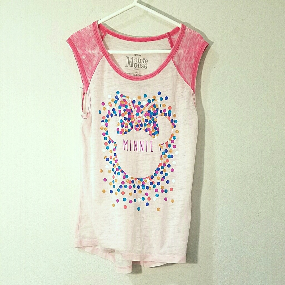 DISNEY Minnie Mouse Glittery Tee Sz M (7/8)